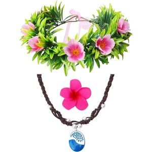 Princess Costume Accessories Set for Women Flowers Crown Necklace Clips